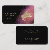 Carte De Visite aquarelle rose sur noir (Devant / Derrière)