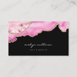 Carte De Visite aquarelle rose sur noir