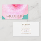 Carte De Visite Aquarelle rose tendance Grand Art Floral (Devant / Derrière)
