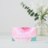 Carte De Visite Aquarelle rose tendance Grand Art Floral (Debout devant)