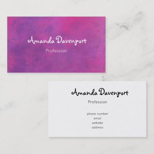 Carte De Visite Aquarelle rose Texture Abstraite (Devant / Derrière)