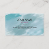 Carte De Visite Aquarelle rose turquoise florale broyée (Dos)
