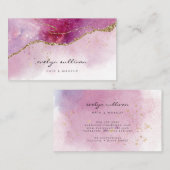Carte De Visite aquarelle rose violet (Devant / Derrière)