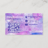 Carte De Visite Aquarelle rose violet bleu foncé (Dos)