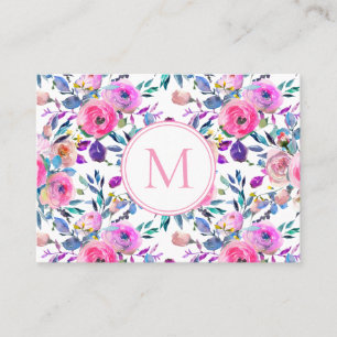 Carte De Visite Aquarelle rose violet des fleurs