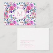 Carte De Visite Aquarelle rose violet des fleurs (Devant / Derrière)