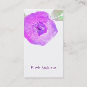 Carte De Visite Aquarelle rose violet Fleur Moderne Chic Personnal