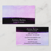 Carte De Visite *~* Aquarelle rose violet noir Lavande Abstraite (Devant / Derrière)