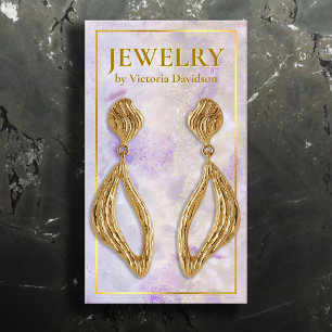 Carte De Visite Aquarelle rose violet or cadre d'oreille