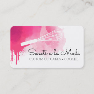 Carte De Visite Aquarelle rose whisky boulangerie pâtisserie chef 