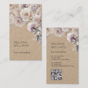 Carte De Visite Aquarelle Roses Délicates Rustiques Code Qr