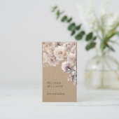 Carte De Visite Aquarelle Roses Délicates Rustiques | Code Qr (Debout devant)