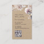 Carte De Visite Aquarelle Roses Délicates Rustiques | Code Qr (Dos)