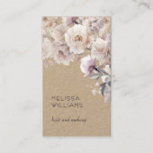 Carte De Visite Aquarelle Roses Délicates Rustiques | Code Qr (Devant)