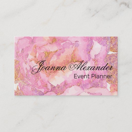 Carte De Visite Aquarelle Roses roses (Devant)