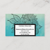 Carte De Visite Aquarelle rouge bleu floral motif (Dos)