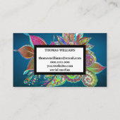 Carte De Visite Aquarelle rouge bleu floral motif (Dos)