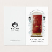 Carte De Visite Aquarelle rouge classique Porte avant Photo & Serv (Extérieur déplié)