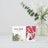 Carte De Visite Aquarelle Rouge Koi poisson japonais Art (Debout devant)