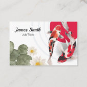 Carte De Visite Aquarelle Rouge Koi poisson japonais Art (Devant)