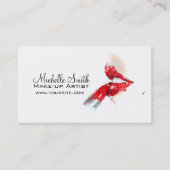 Carte De Visite Aquarelle rouge lèvres et marque de maquillage rou (Devant)