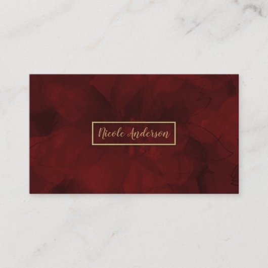 Carte De Visite Aquarelle rouge or cristal floral Élégant moderne (Devant)