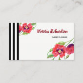 Carte De Visite Aquarelle rouge pavois à fleurs (Devant)