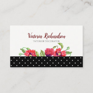 Carte De Visite Aquarelle Rouge Poppies Design floral