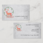 Carte De Visite Aquarelle Russe Reindeer Boho (Devant / Derrière)