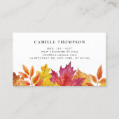 Carte De Visite Aquarelle Rustique Chute Feuille Automne (Dos)