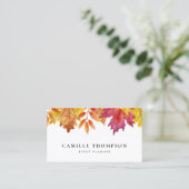 Carte De Visite Aquarelle Rustique Chute Feuille Automne (Debout devant)