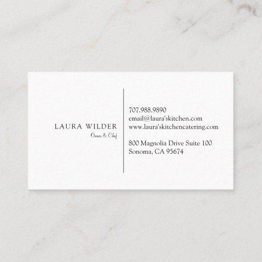 Carte De Visite Aquarelle rustique Cuisine de restauration (Dos)