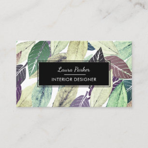 Carte De Visite Aquarelle Rustique Feuille sèche Nature Méditation