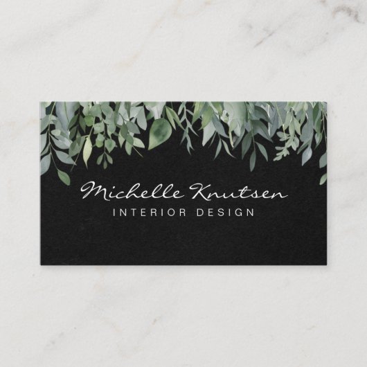 Carte De Visite Aquarelle Rustique moderne Eucalyptus Vert (Devant)