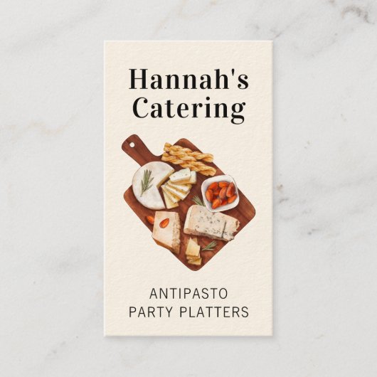 Carte De Visite Aquarelle rustique Plateau Antipasto Restauration (Devant)
