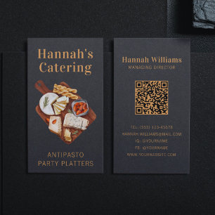 Carte De Visite Aquarelle rustique Plateau Antipasto Restauration