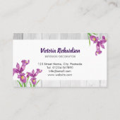 Carte De Visite Aquarelle Rustique Purple Irises Design Floral (Dos)