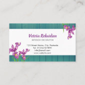 Carte De Visite Aquarelle Rustique Purple Irises Design Floral (Dos)