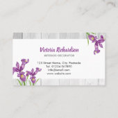 Carte De Visite Aquarelle Rustique Purple Irises Design Floral (Dos)