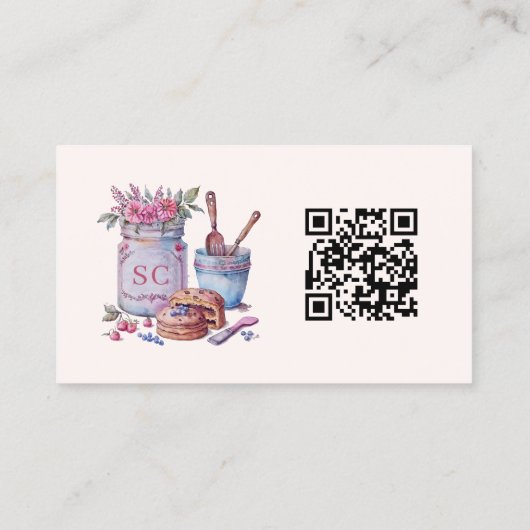 Carte De Visite Aquarelle rustique QR Code Boulangerie (Dos)
