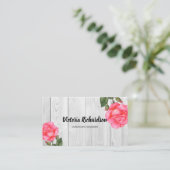 Carte De Visite Aquarelle rustique Roses roses rose Art Floral (Debout devant)