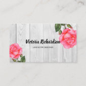 Carte De Visite Aquarelle rustique Roses roses rose Art Floral (Devant)