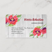 Carte De Visite Aquarelle rustique Rouge Poppies Design floral (Dos)