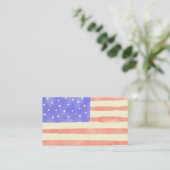 Carte De Visite Aquarelle rustique USA drapeau américain (Debout devant)