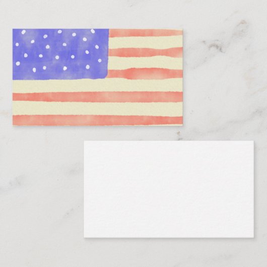 Carte De Visite Aquarelle rustique USA drapeau américain (Devant / Derrière)