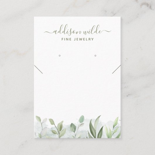 Carte De Visite Aquarelle rustique Verdure Bijoux (Devant)