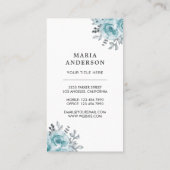 Carte De Visite Aquarelle Rustique Vert de la mer Floral Bouteille (Dos)