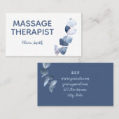 Carte De Visite Aquarelle rustique Vert moderne Massage floral (Devant / Derrière)