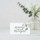 Carte De Visite Aquarelle rustique Vert moderne Massage floral (Debout devant)