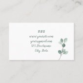 Carte De Visite Aquarelle rustique Vert moderne Massage floral (Dos)